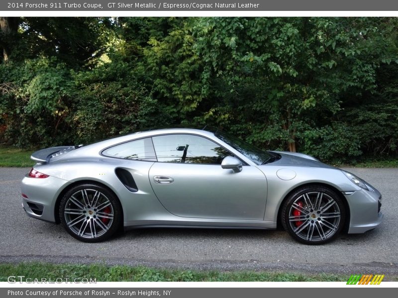 GT Silver Metallic / Espresso/Cognac Natural Leather 2014 Porsche 911 Turbo Coupe