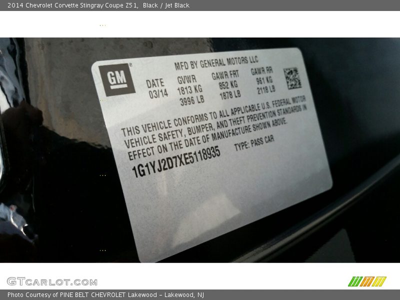 Black / Jet Black 2014 Chevrolet Corvette Stingray Coupe Z51