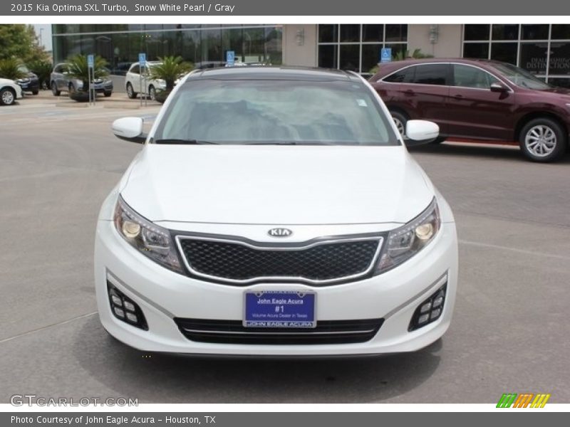 Snow White Pearl / Gray 2015 Kia Optima SXL Turbo