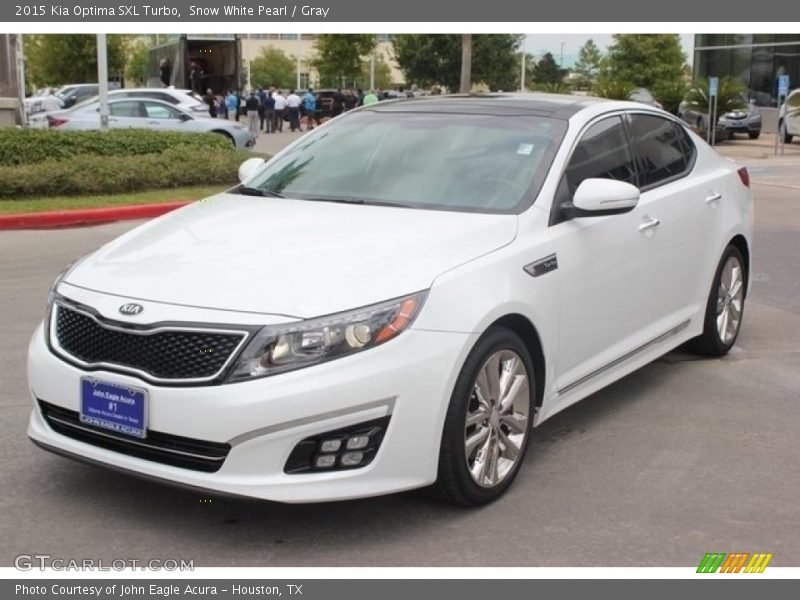 Snow White Pearl / Gray 2015 Kia Optima SXL Turbo