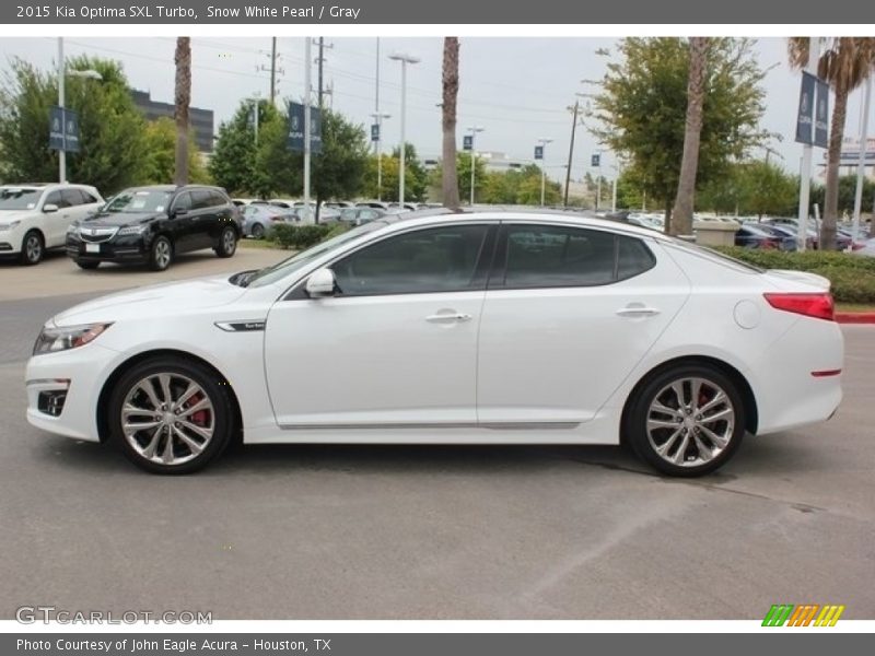 Snow White Pearl / Gray 2015 Kia Optima SXL Turbo
