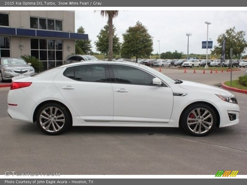 Snow White Pearl / Gray 2015 Kia Optima SXL Turbo