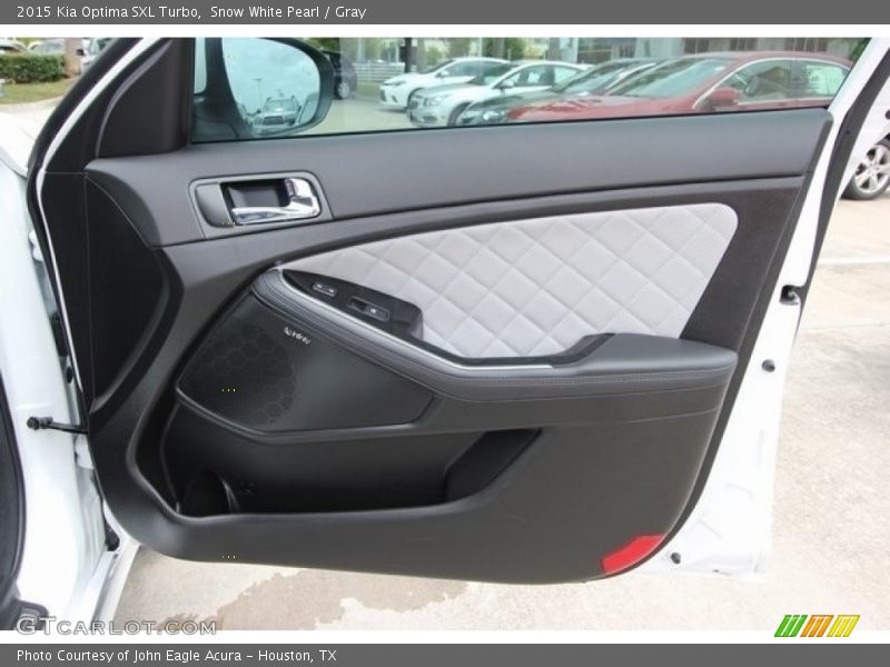 Snow White Pearl / Gray 2015 Kia Optima SXL Turbo