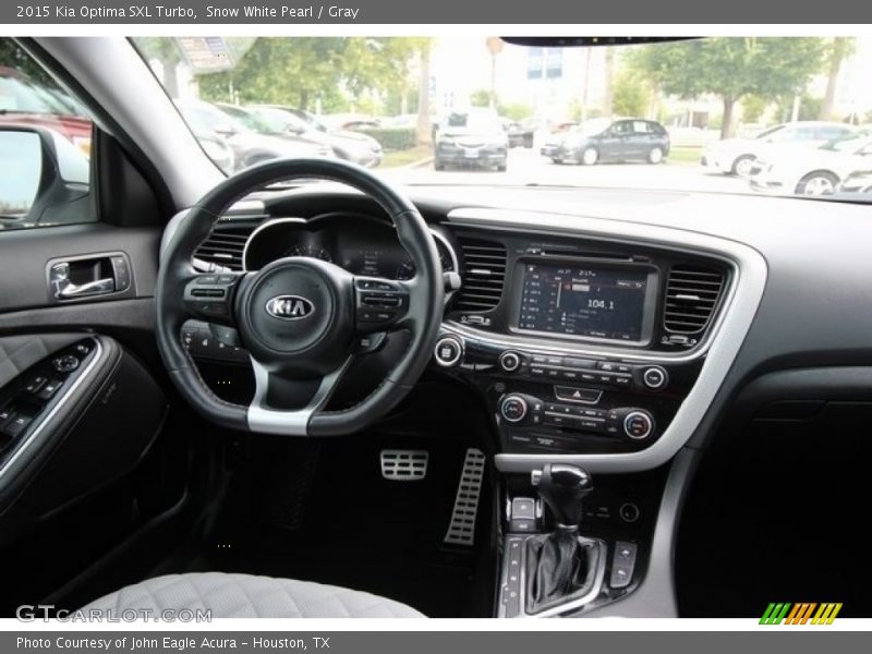 Snow White Pearl / Gray 2015 Kia Optima SXL Turbo