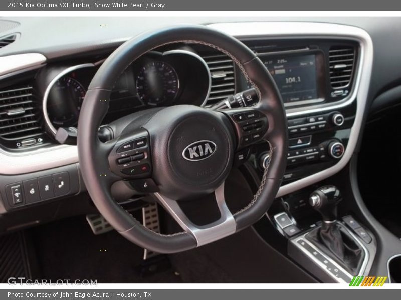 Snow White Pearl / Gray 2015 Kia Optima SXL Turbo