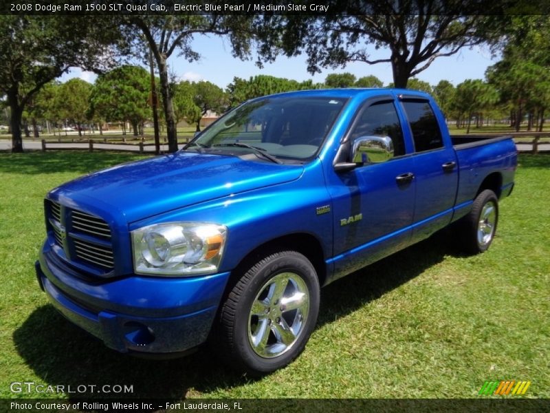 Electric Blue Pearl / Medium Slate Gray 2008 Dodge Ram 1500 SLT Quad Cab