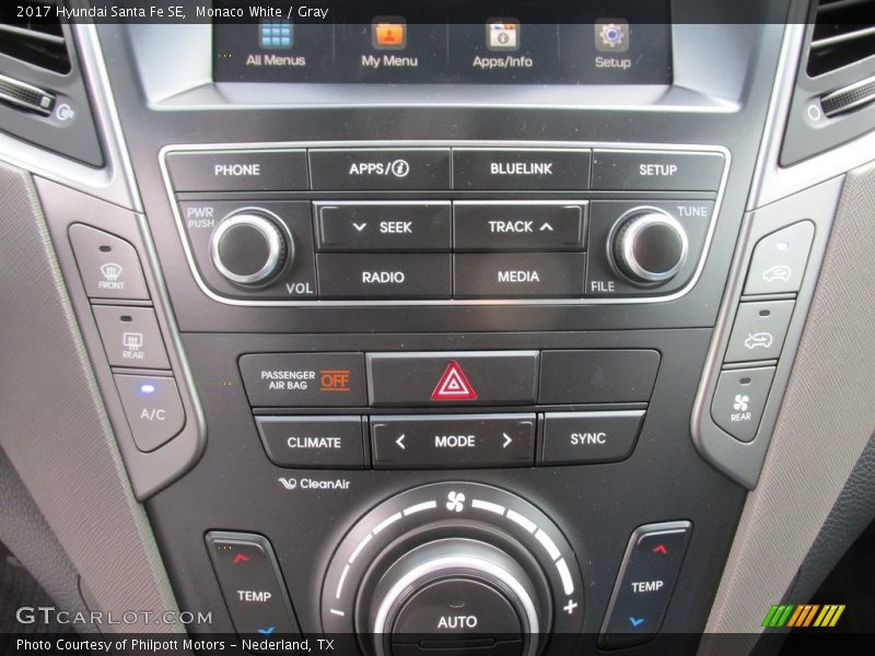 Monaco White / Gray 2017 Hyundai Santa Fe SE