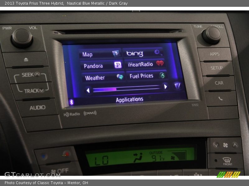 Nautical Blue Metallic / Dark Gray 2013 Toyota Prius Three Hybrid