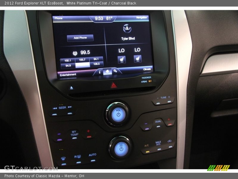 White Platinum Tri-Coat / Charcoal Black 2012 Ford Explorer XLT EcoBoost