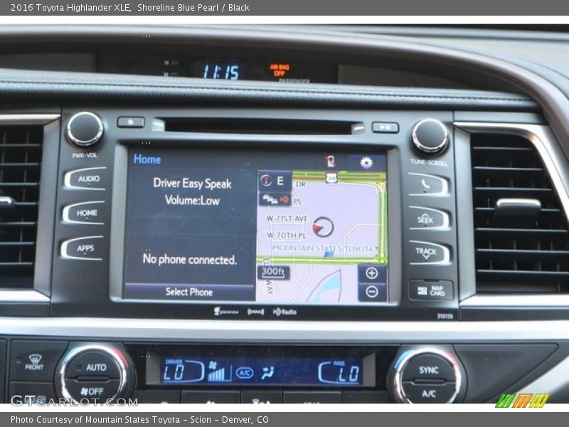 Shoreline Blue Pearl / Black 2016 Toyota Highlander XLE
