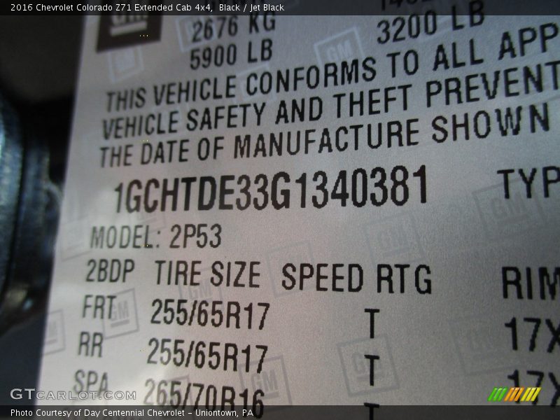 Black / Jet Black 2016 Chevrolet Colorado Z71 Extended Cab 4x4