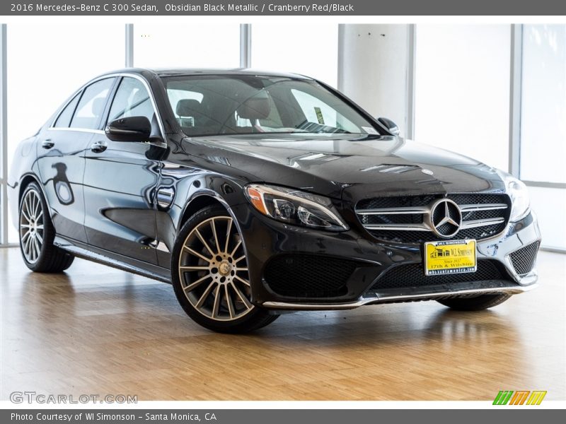 Obsidian Black Metallic / Cranberry Red/Black 2016 Mercedes-Benz C 300 Sedan