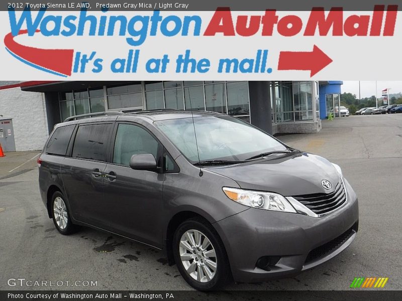 Predawn Gray Mica / Light Gray 2012 Toyota Sienna LE AWD