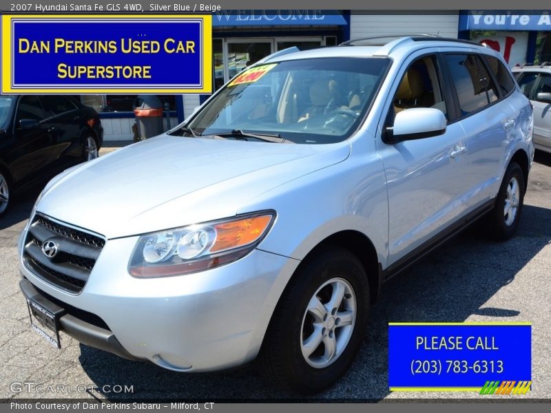 Silver Blue / Beige 2007 Hyundai Santa Fe GLS 4WD