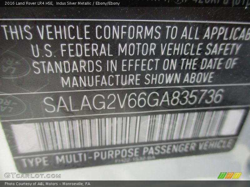 Indus Silver Metallic / Ebony/Ebony 2016 Land Rover LR4 HSE