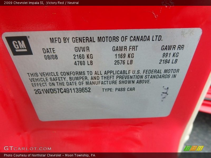 Victory Red / Neutral 2009 Chevrolet Impala SS