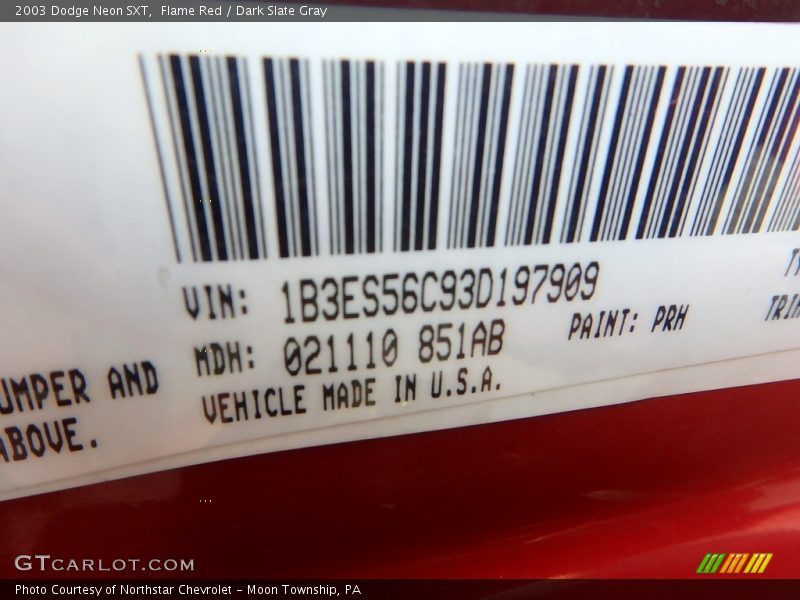 Flame Red / Dark Slate Gray 2003 Dodge Neon SXT