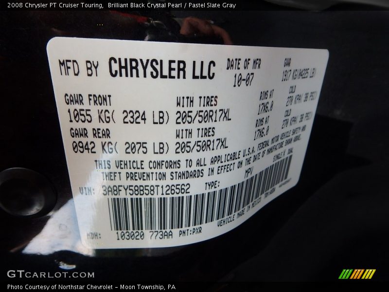 Brilliant Black Crystal Pearl / Pastel Slate Gray 2008 Chrysler PT Cruiser Touring