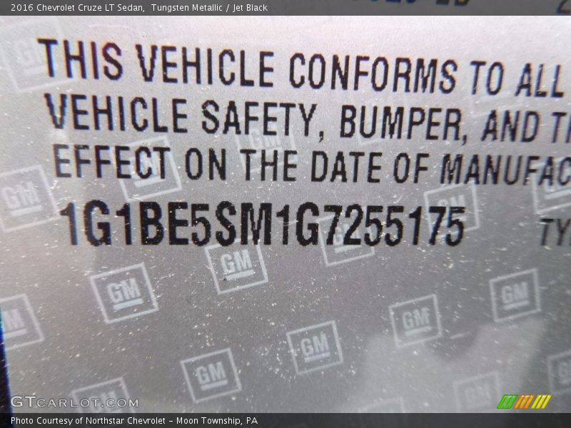 Tungsten Metallic / Jet Black 2016 Chevrolet Cruze LT Sedan