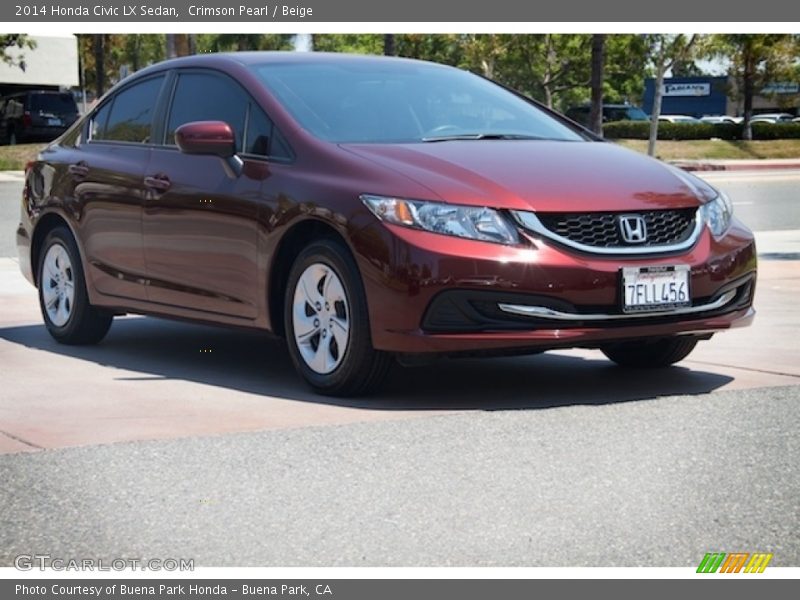 Crimson Pearl / Beige 2014 Honda Civic LX Sedan