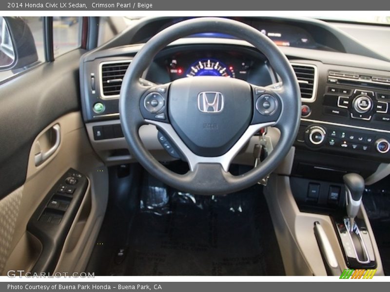 Crimson Pearl / Beige 2014 Honda Civic LX Sedan