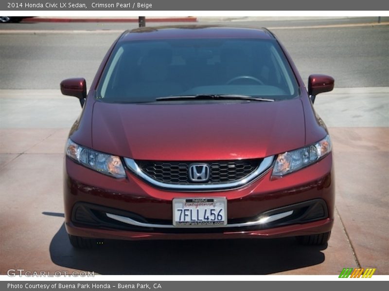 Crimson Pearl / Beige 2014 Honda Civic LX Sedan