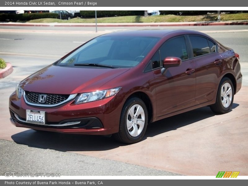 Crimson Pearl / Beige 2014 Honda Civic LX Sedan