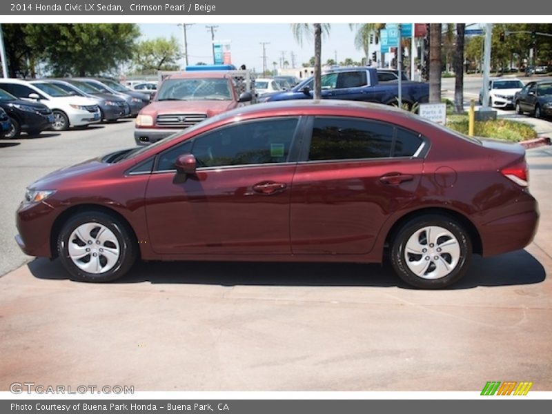 Crimson Pearl / Beige 2014 Honda Civic LX Sedan