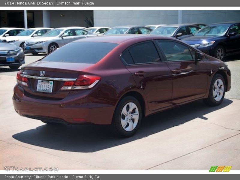Crimson Pearl / Beige 2014 Honda Civic LX Sedan