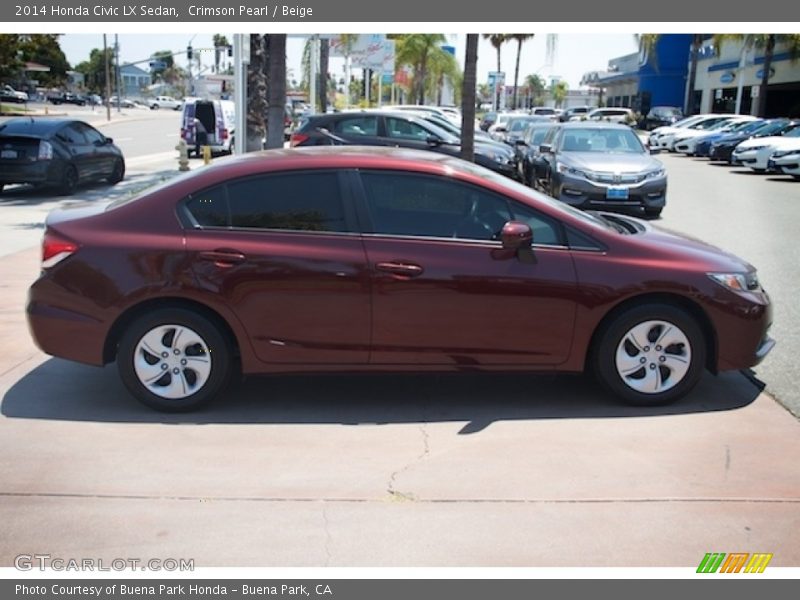 Crimson Pearl / Beige 2014 Honda Civic LX Sedan