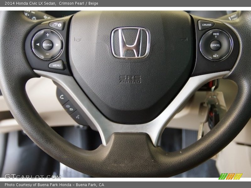 Crimson Pearl / Beige 2014 Honda Civic LX Sedan