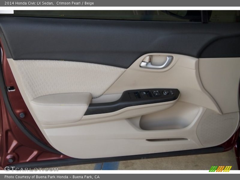 Crimson Pearl / Beige 2014 Honda Civic LX Sedan