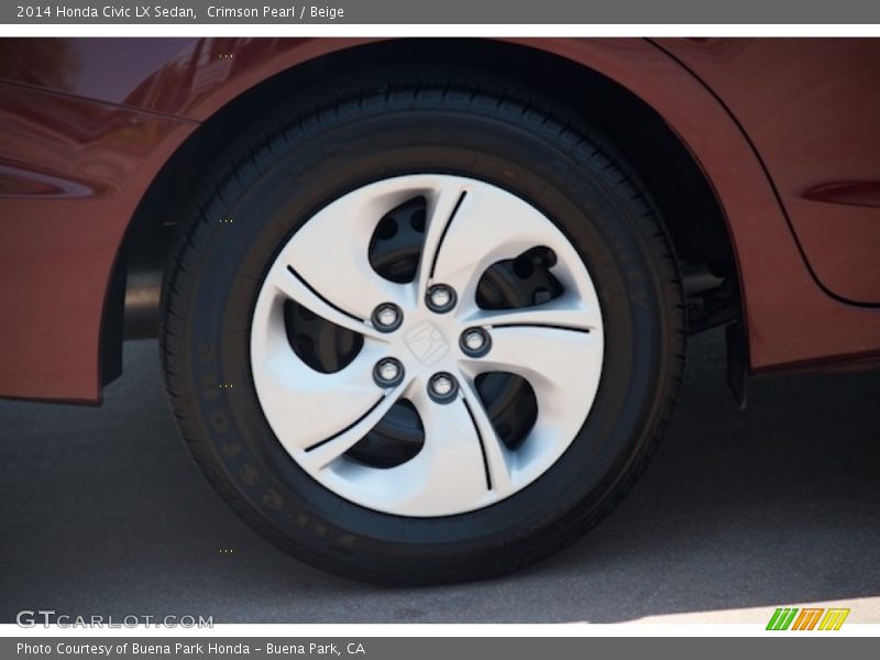 Crimson Pearl / Beige 2014 Honda Civic LX Sedan