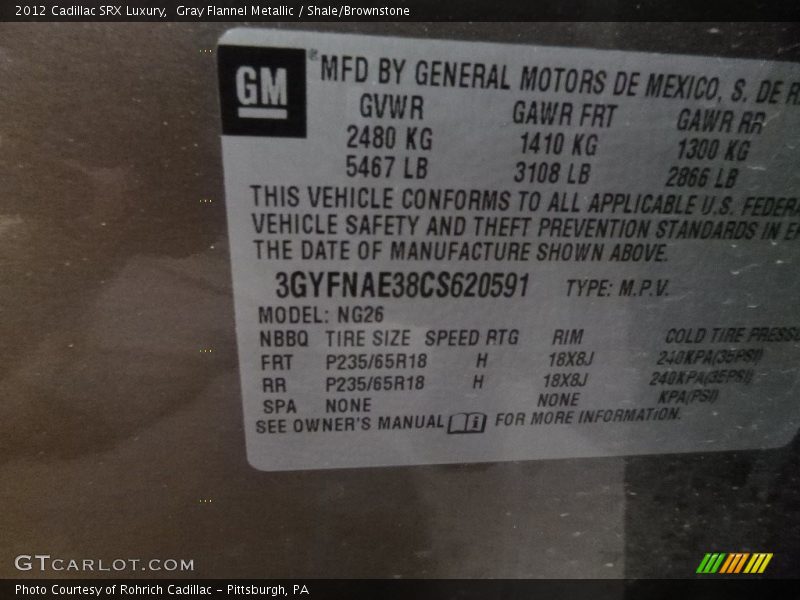 Gray Flannel Metallic / Shale/Brownstone 2012 Cadillac SRX Luxury