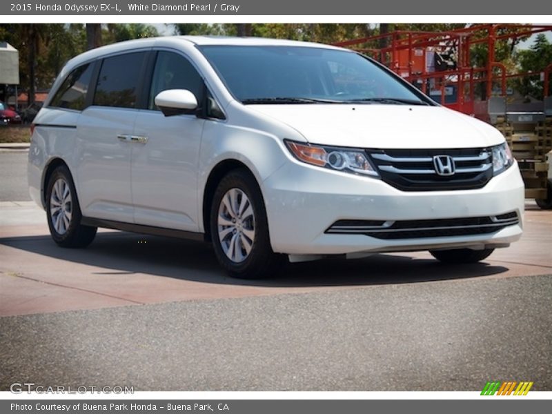 White Diamond Pearl / Gray 2015 Honda Odyssey EX-L