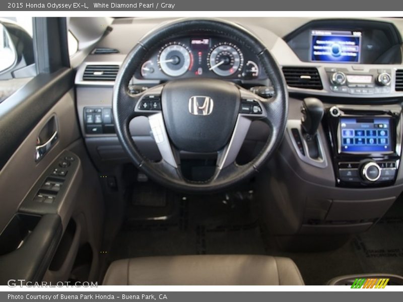 White Diamond Pearl / Gray 2015 Honda Odyssey EX-L