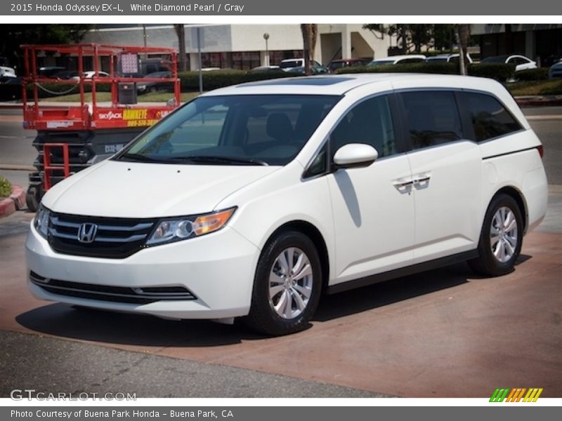 White Diamond Pearl / Gray 2015 Honda Odyssey EX-L