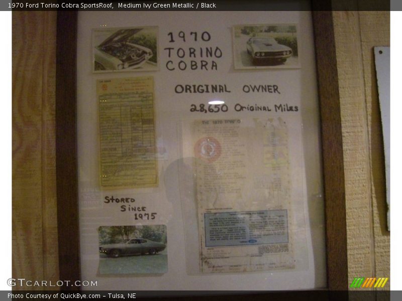 Info Tag of 1970 Torino Cobra SportsRoof