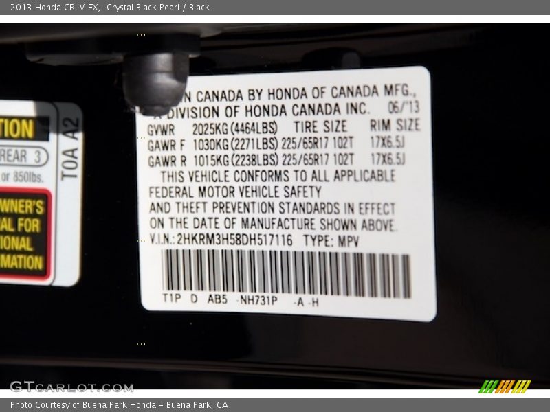 Crystal Black Pearl / Black 2013 Honda CR-V EX