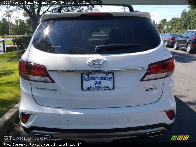 Monaco White / Gray 2017 Hyundai Santa Fe Ultimate AWD