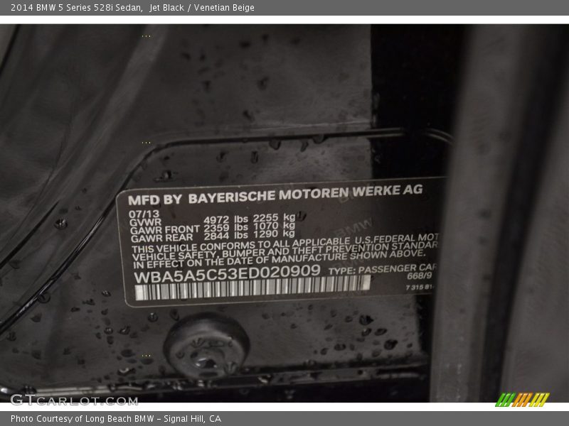 Jet Black / Venetian Beige 2014 BMW 5 Series 528i Sedan