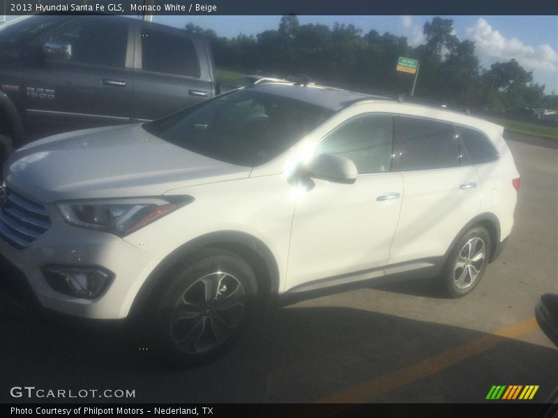 Monaco White / Beige 2013 Hyundai Santa Fe GLS