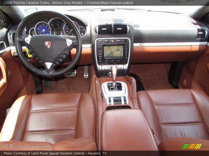 Meteor Grey Metallic / Chestnut/Black Natural Leather 2008 Porsche Cayenne Turbo