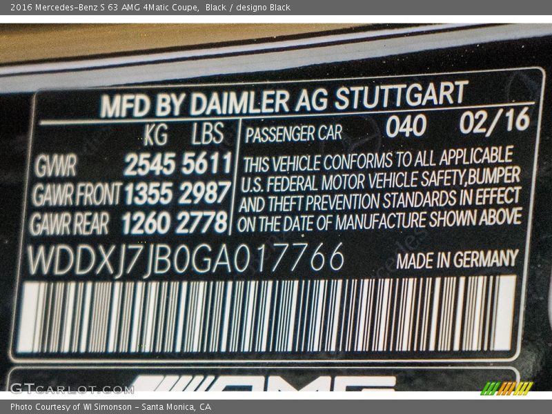 Black / designo Black 2016 Mercedes-Benz S 63 AMG 4Matic Coupe