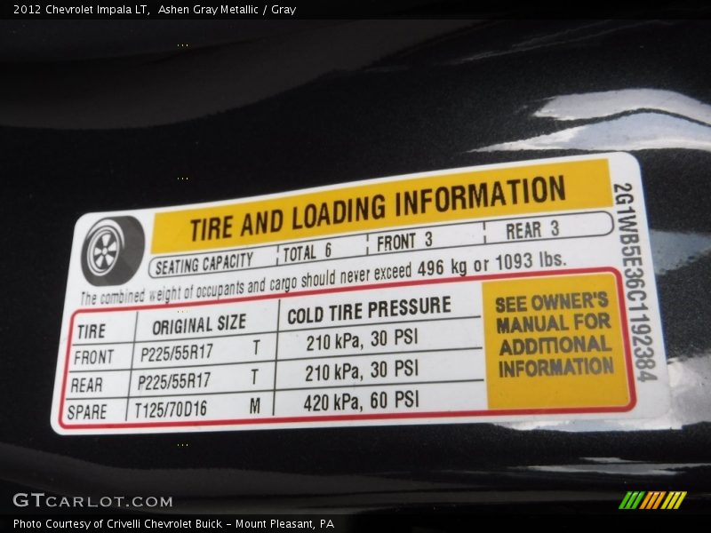 Ashen Gray Metallic / Gray 2012 Chevrolet Impala LT