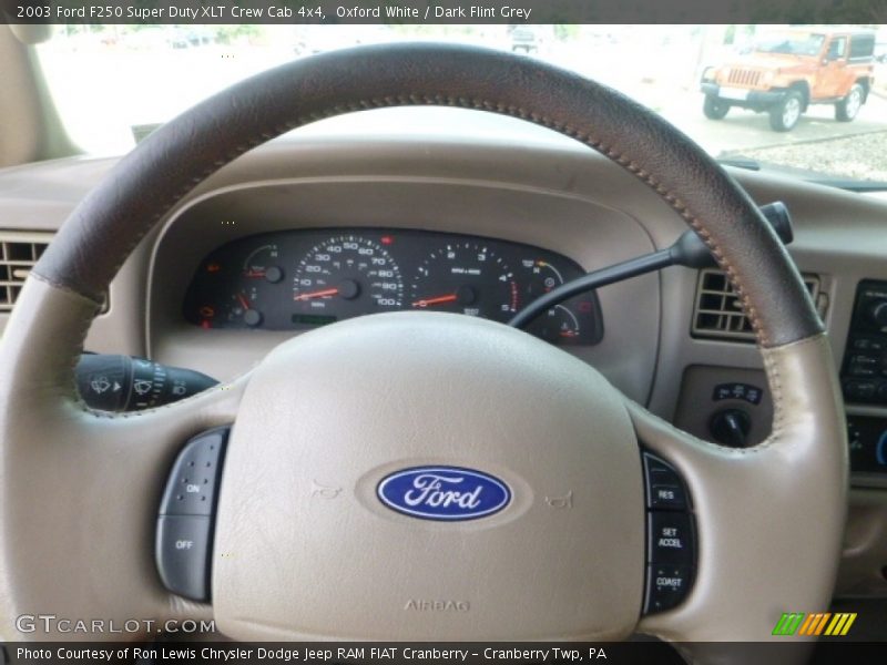 Oxford White / Dark Flint Grey 2003 Ford F250 Super Duty XLT Crew Cab 4x4