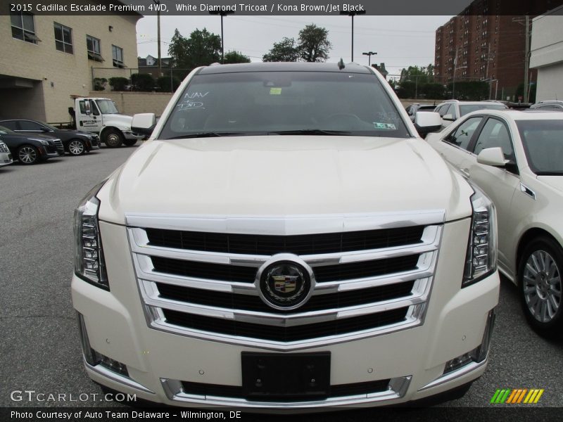 White Diamond Tricoat / Kona Brown/Jet Black 2015 Cadillac Escalade Premium 4WD