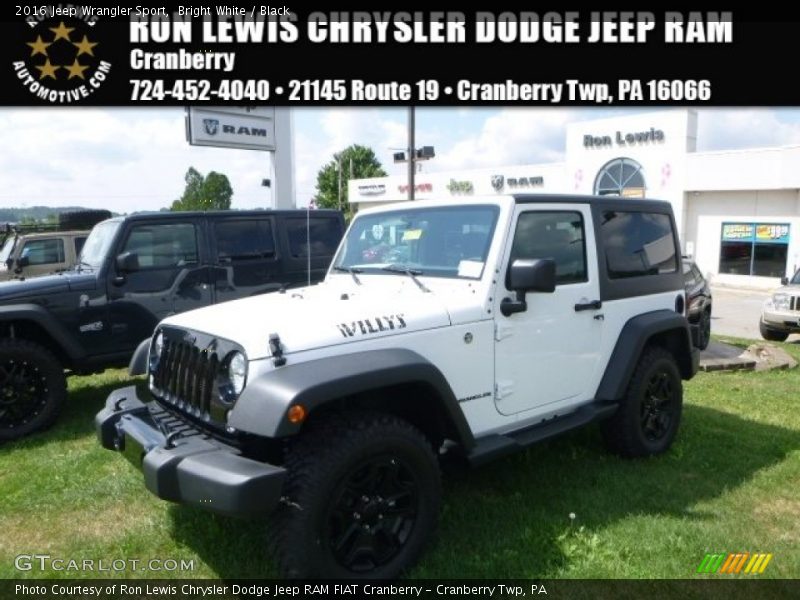 Bright White / Black 2016 Jeep Wrangler Sport