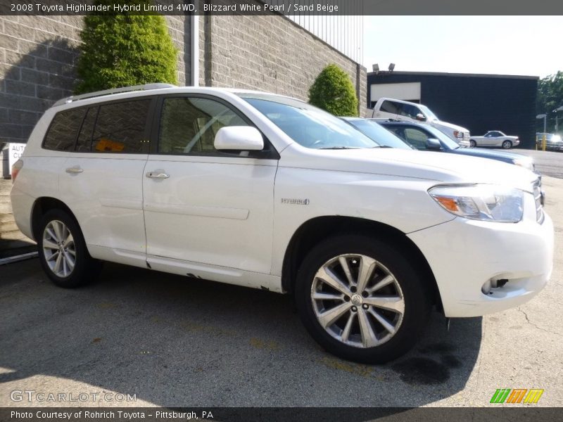 Blizzard White Pearl / Sand Beige 2008 Toyota Highlander Hybrid Limited 4WD