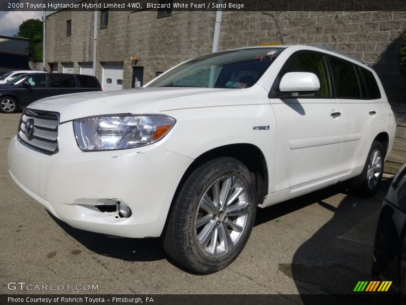 Blizzard White Pearl / Sand Beige 2008 Toyota Highlander Hybrid Limited 4WD